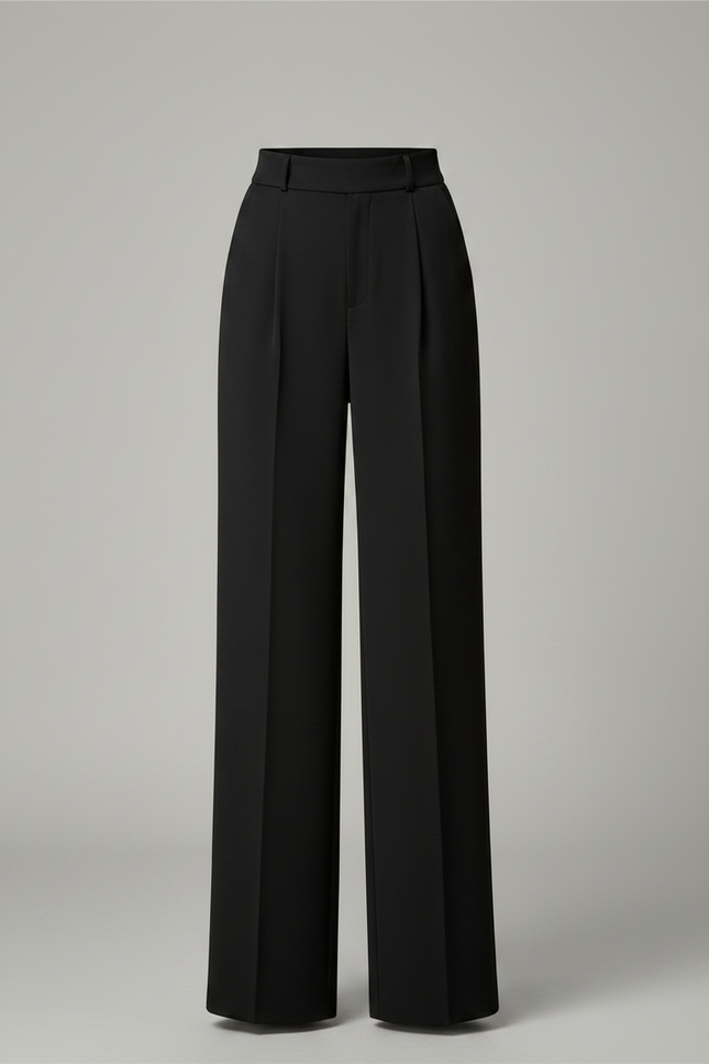Pantalon À Pince Noir Ample Plissé Taille Haute Élégant Femme - Polyester - vue 3
