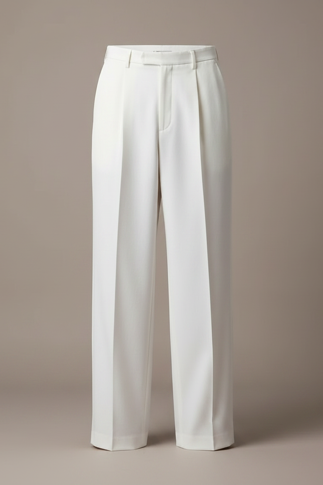 Pantalon À Pince Blanc Ample Décontracté Homme - Gabardine - vue 3