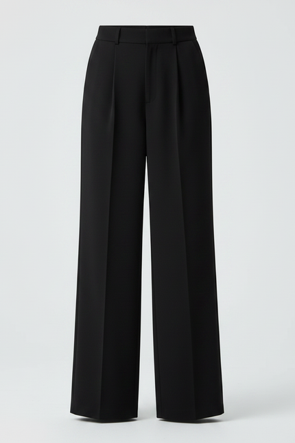 Pantalon À Pince Noir Ample Décontracté Fluide Femme - Polyester - vue 3