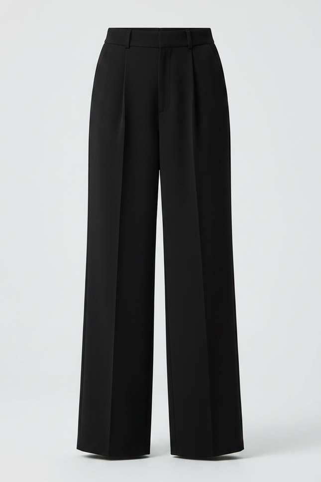 Pantalon À Pince Noir Ample Décontracté Fluide Femme - Polyester - vue 3