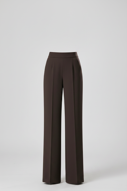 Pantalon À Pince Marron Ample Taille Haute Fluide Femme - Polyester - vue 3