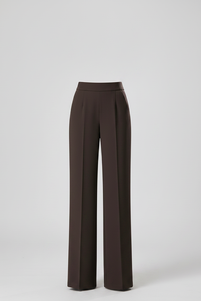 Pantalon À Pince Marron Ample Taille Haute Fluide Femme - Polyester - vue 3