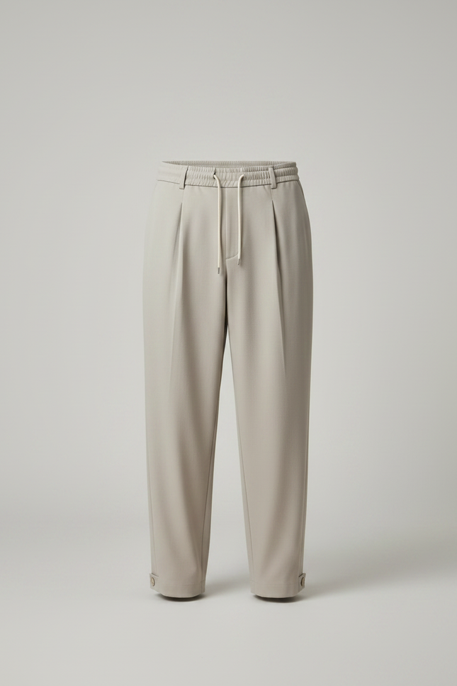 Pantalon À Pince Élastique Homme - Beige Gabardine - vue 3