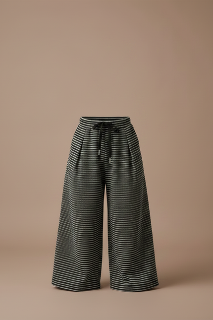 Pantalon À Pince Rayé Ample Décontracté Enfant - Multicolore Molleton - vue 3