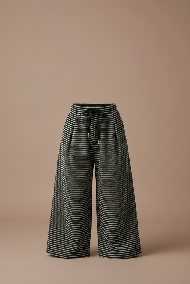 Pantalon À Pince Rayé Ample Décontracté Enfant - Multicolore Molleton - vue 3