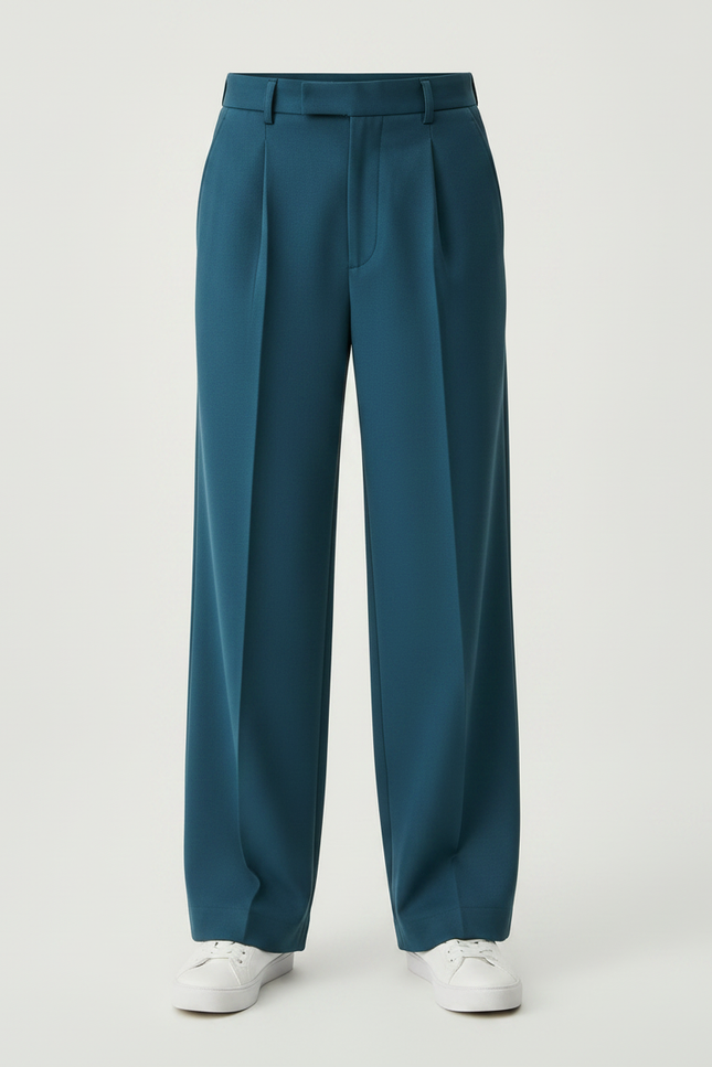 Pantalon À Pince Bleu Canard Droit Garçon Élégant - Polyester - vue 3