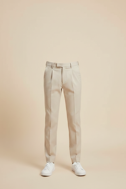 Pantalon À Pince Beige Plissé Décontracté Enfant - Gabardine - vue 3