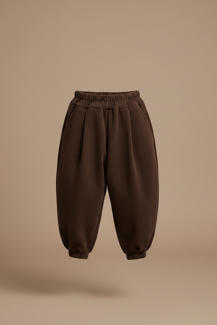 Pantalon À Pince Marron Côtelé Ample Élastique Enfant - Cordé - vue 3