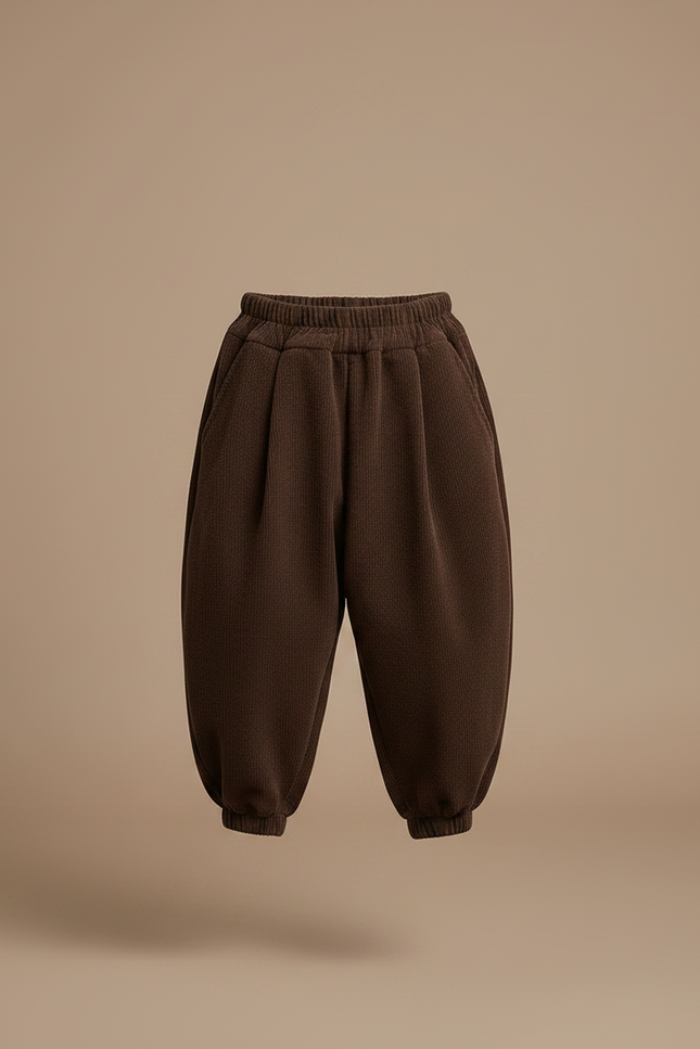 Pantalon À Pince Marron Côtelé Ample Élastique Enfant - Cordé - vue 3