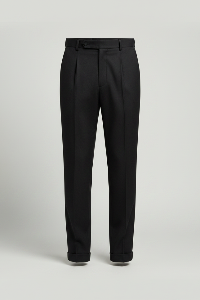 Pantalon À Pince Noir Droit Coton Homme Élégant - Gabardine - vue 3