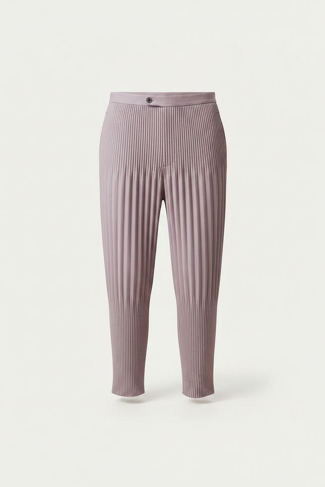 Pantalon À Pince Plissé Violet Ample Décontracté Homme - Polyester - vue 3
