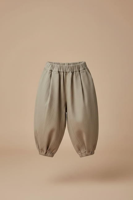 Pantalon À Pince Kaki Ample Coton Enfant Décontracté - vue 3