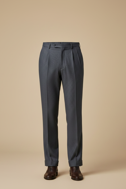 Pantalon À Pince Gris Anthracite Plissé Homme Formel - Laine - vue 3