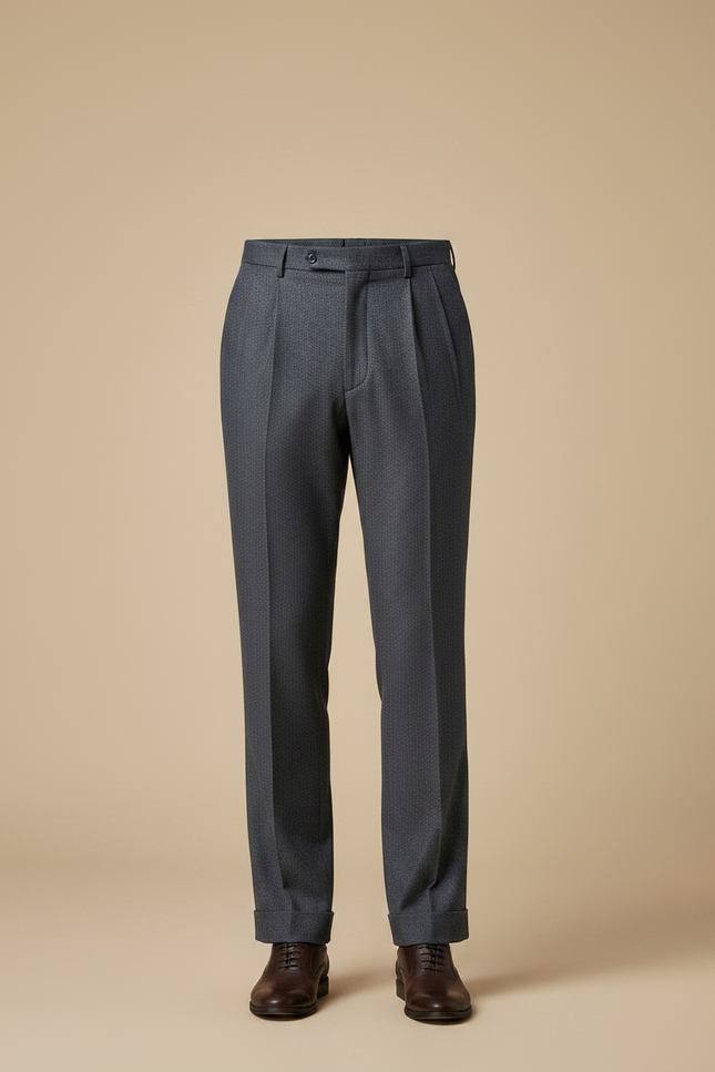 Pantalon À Pince Gris Anthracite Plissé Homme Formel - Laine - vue 3