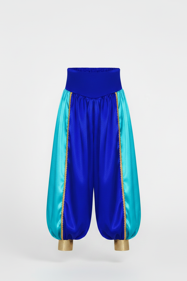 Pantalon À Pince Bleu Satiné Ample Enfant Thème Arabe - vue 2