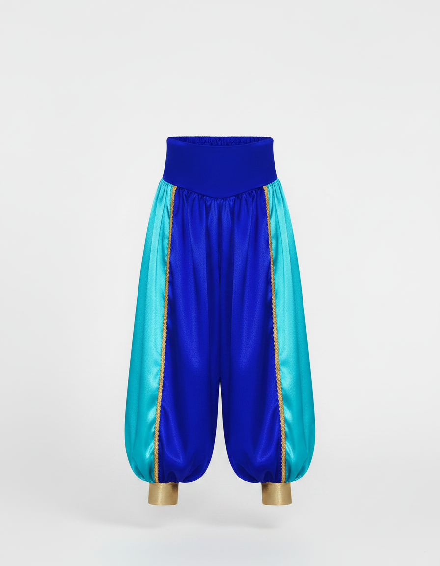 Pantalon À Pince Bleu Satiné Ample Enfant Thème Arabe - vue 2