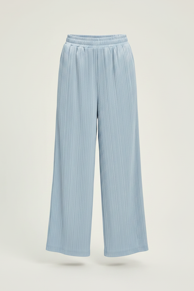 Pantalon À Pince Bleu Ciel Plissé Ample Enfant - Polyester - vue 3