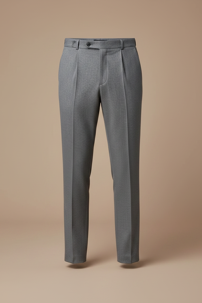 Pantalon À Pince Gris Élégant Slim Décontracté Homme - Laine - vue 3