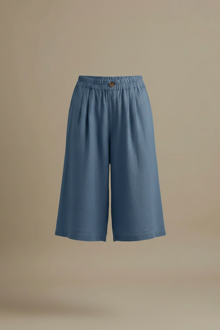 Pantalon À Pince Bleu Ciel Lin Coton Ample Décontracté - vue 3