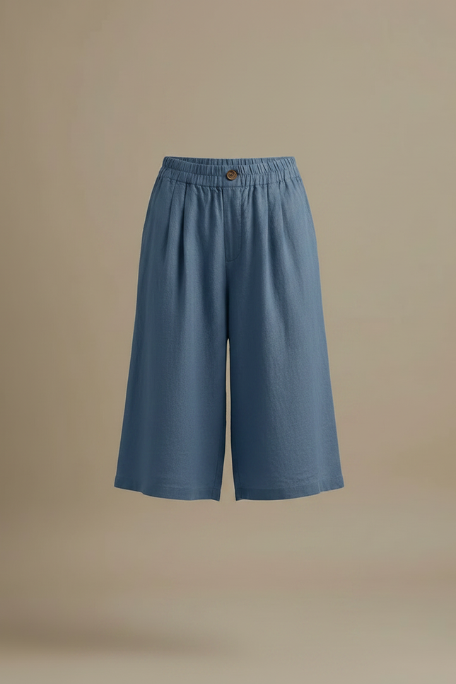 Pantalon À Pince Bleu Ciel Lin Coton Ample Décontracté - vue 3