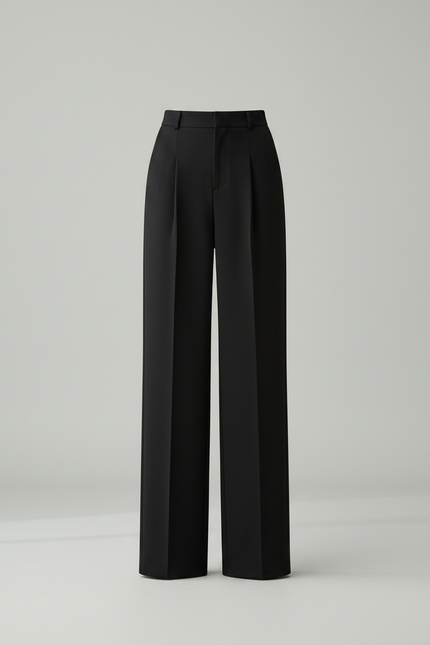 Pantalon À Pince Noir Taille Haute Ample Élégant - Gabardine - vue 3