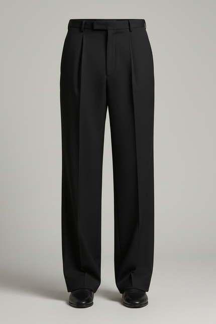 Pantalon À Pince Noir Droit Fluide Élégant Homme - Laine - vue 3