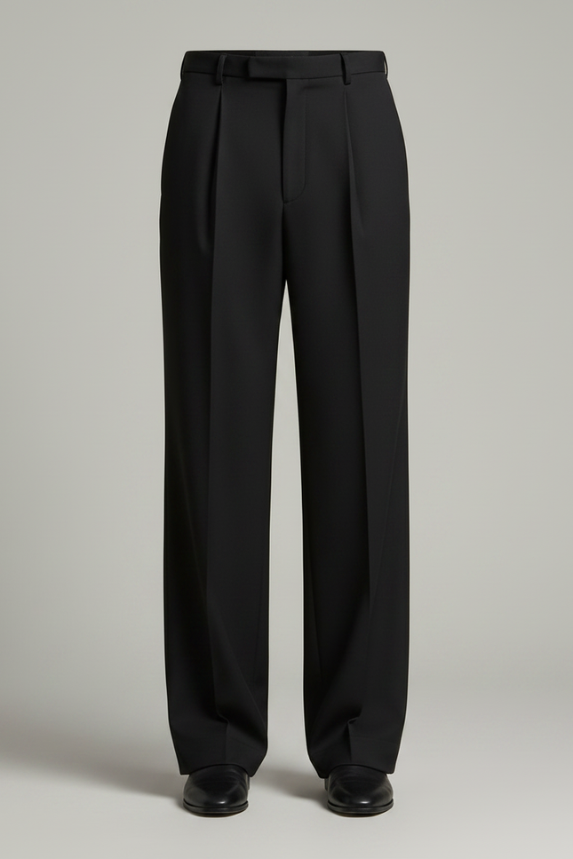 Pantalon À Pince Noir Droit Fluide Élégant Homme - Laine - vue 3