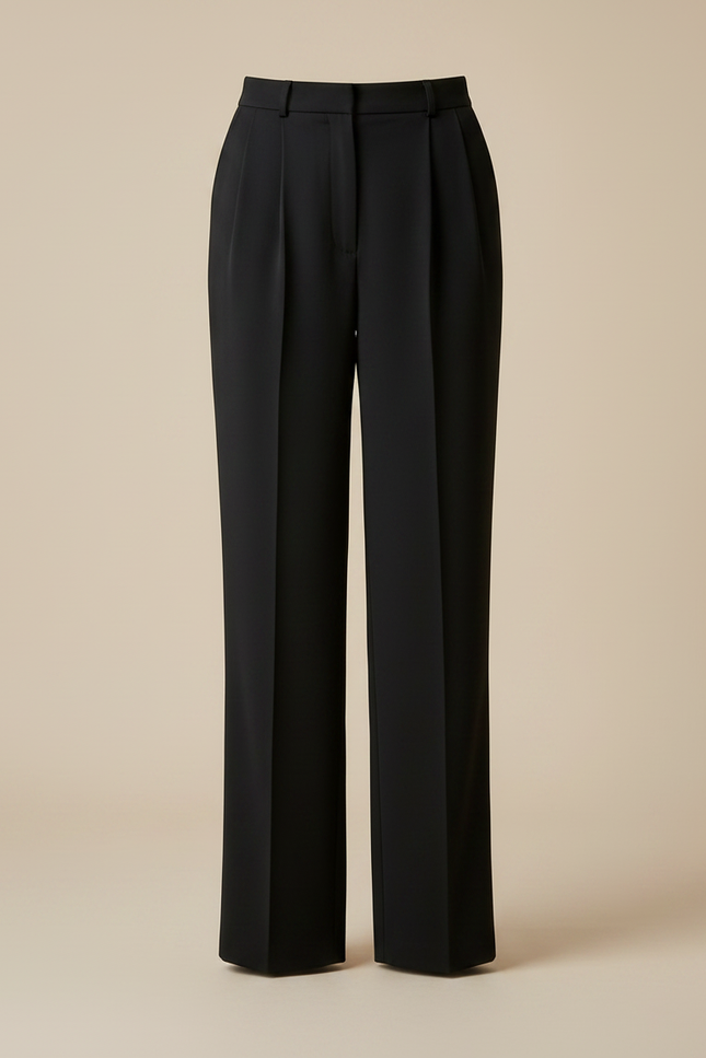 Pantalon À Pince Noir Ample Décontracté Élégant Femme - Gabardine - vue 3