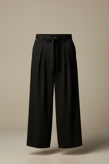Pantalon Large À Pinces - Noir Viscose - vue 3