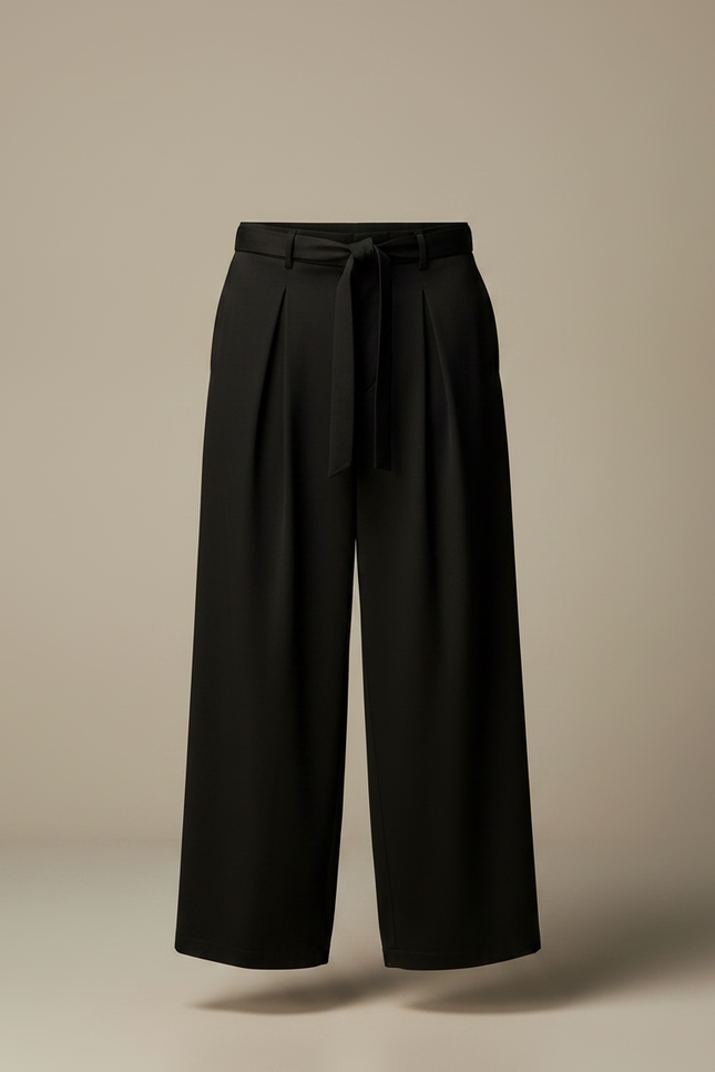 Pantalon Large À Pinces - Noir Viscose - vue 3