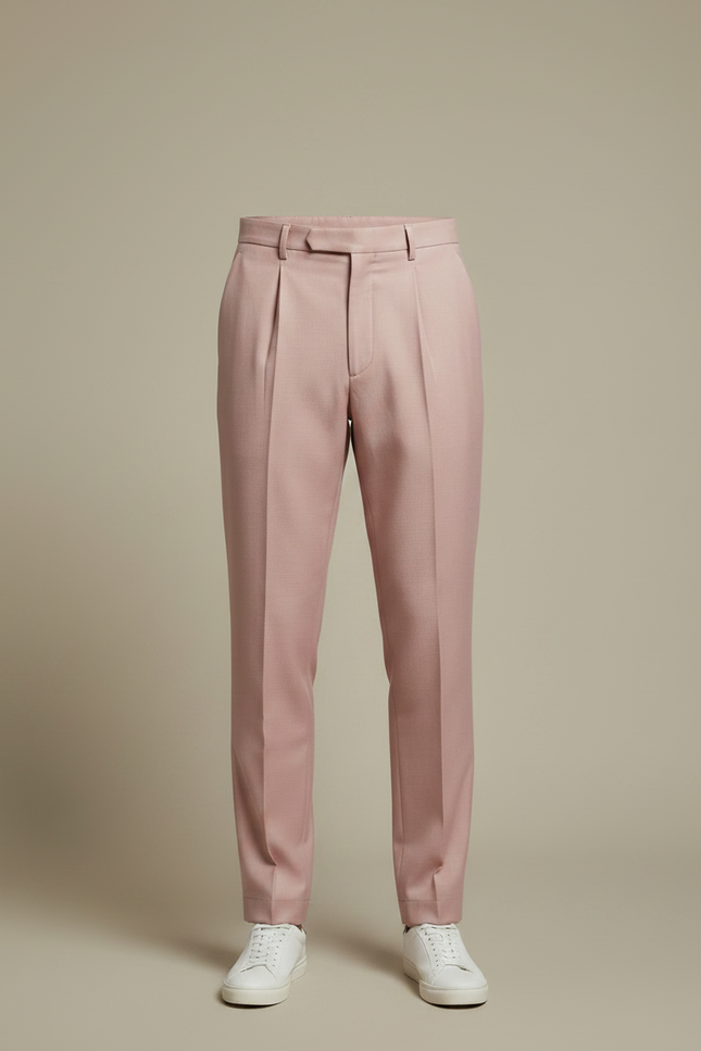 Pantalon À Pince Rose Homme Droit Élégant Décontracté - Gabardine - vue 3