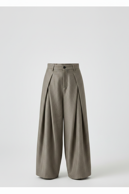 Pantalon À Pince Gris Plissé Ample Drape Enfant - Tweed - vue 3