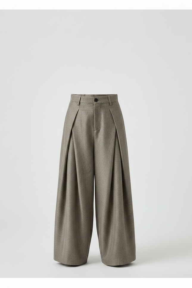 Pantalon À Pince Gris Plissé Ample Drape Enfant - Tweed - vue 3