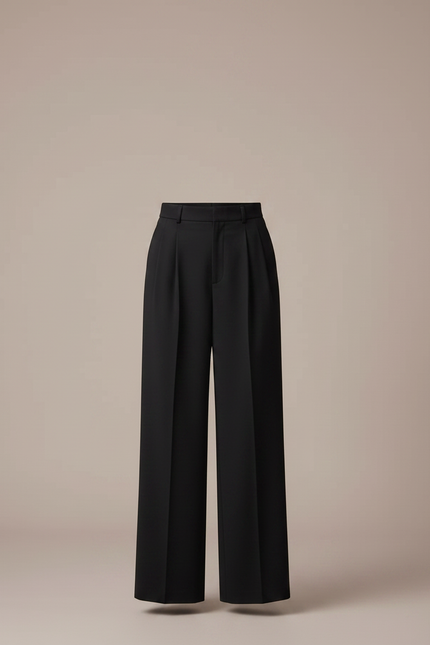 Pantalon À Pince Noir Ample Tissu Fluide Femme - Polyester - vue 3