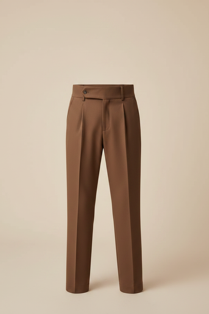 Pantalon À Pince Marron Plissé Élégant Enfant - Gabardine - vue 3