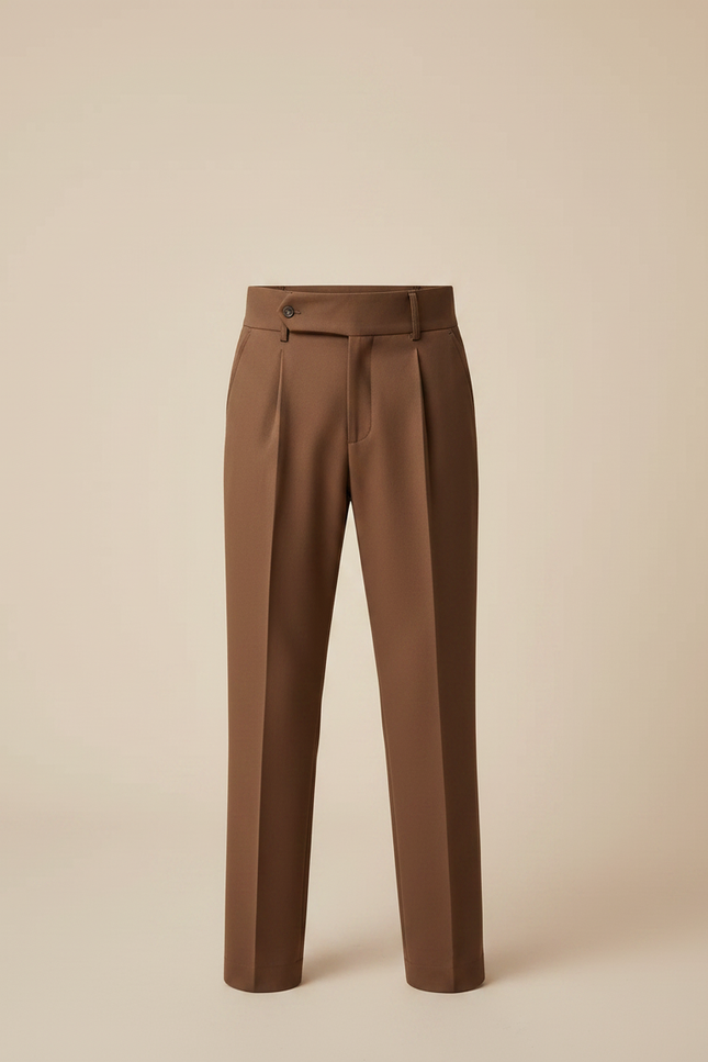 Pantalon À Pince Marron Plissé Élégant Enfant - Gabardine - vue 3