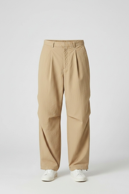 Pantalon À Pince Beige Ample Plissé Nylon Décontracté - Polyester - vue 3
