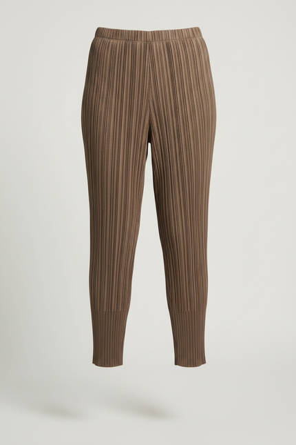 Pantalon À Pince Plissé Marron Confortable Cheville Décontracté - Maille - vue 3