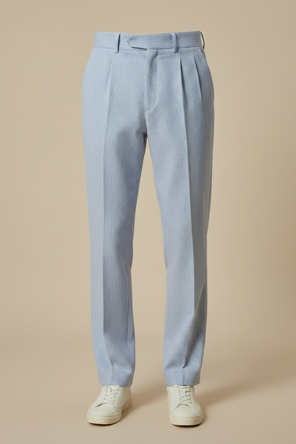 Pantalon À Pince Rayé - Bleu Coton - vue 3