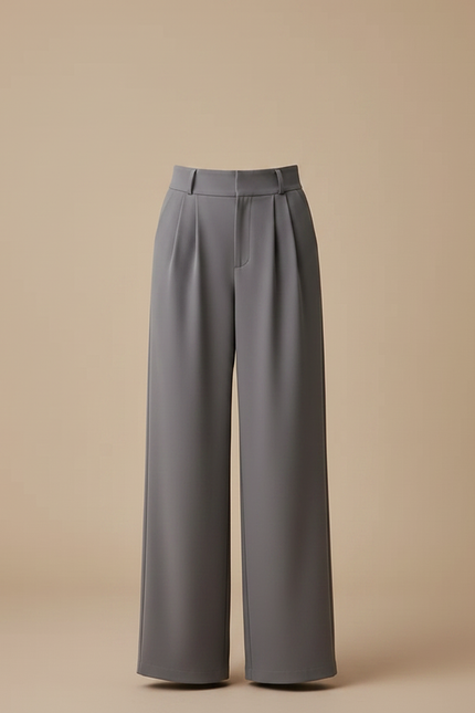 Pantalon À Pince Gris Fluide Taille Haute Élégant - Polyester - vue 3