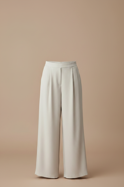Pantalon À Pince Crème Fluide Ample Décontracté Fille - Beige Viscose - vue 3