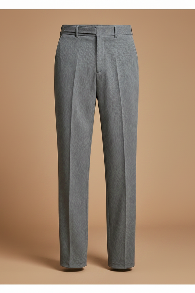 Pantalon À Pince Gris Élégant Droit Décontracté Homme - Polyester - vue 3