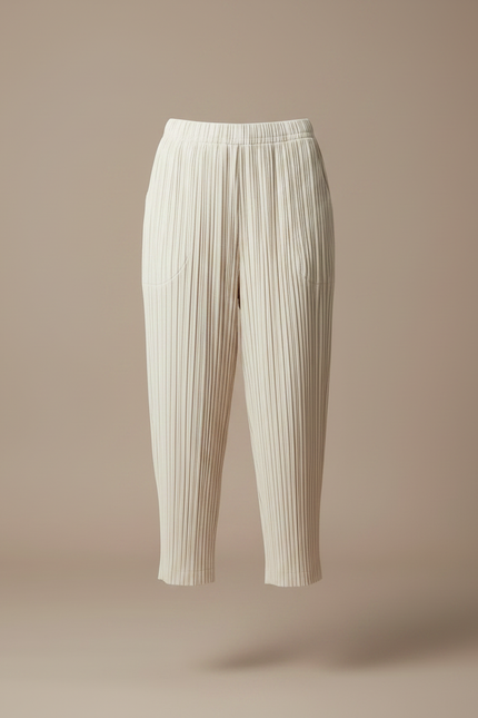 Pantalon À Pince Plissé Beige Ample Fluide Confortable - Polyester - vue 3