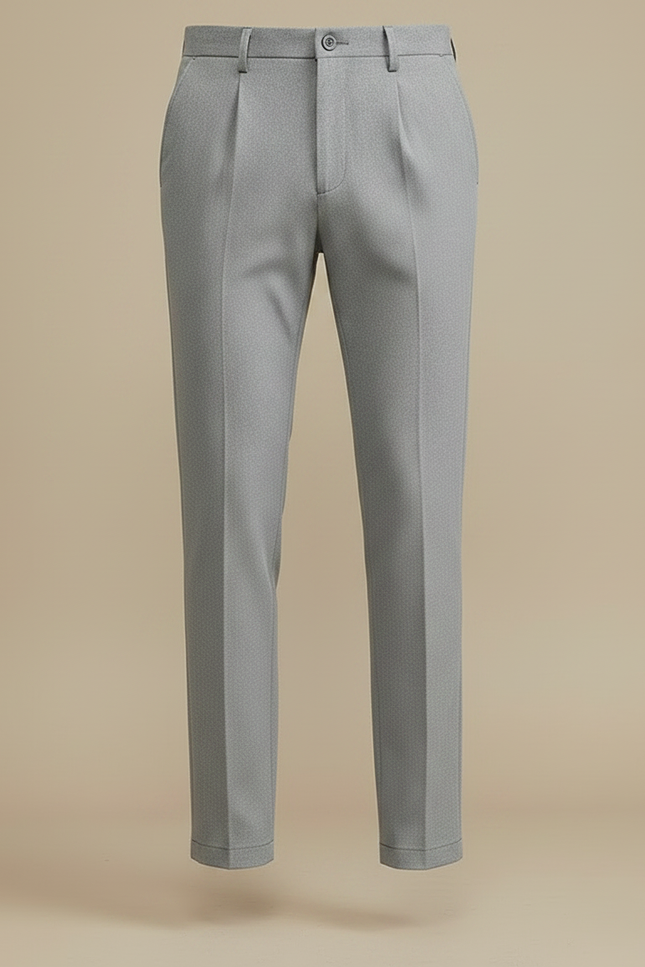 Pantalon À Pince Gris Plissé Slim Habillé Homme - Gabardine - vue 3