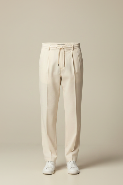 Pantalon Beige À Pince - Gabardine - vue 3