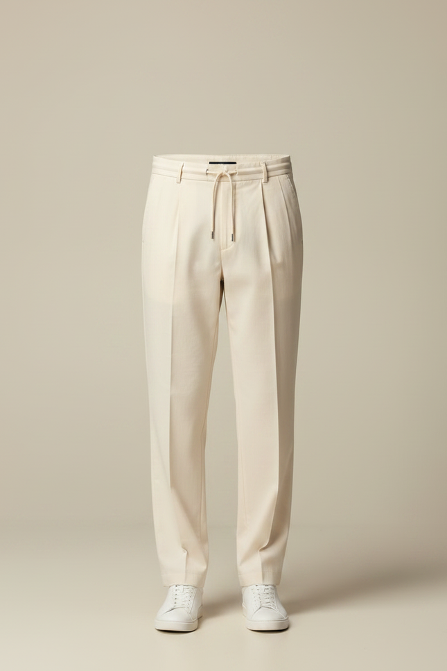 Pantalon Beige À Pince - Gabardine - vue 3