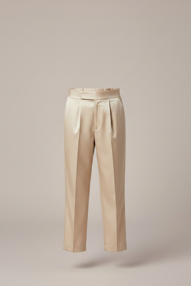 Pantalon À Pince Satiné Beige Droit Élégant Enfant - vue 3