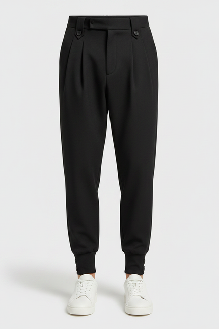 Pantalon À Pince Noir Plissé Élégant Décontracté Homme - Gabardine - vue 3