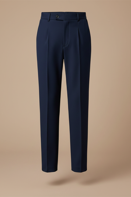 Pantalon À Pince Bleu Marine Droit Élégant Garçon - Gabardine - vue 3