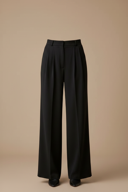 Pantalon À Pince Noir Fluide Plissé Décontracté Femme - Polyester - vue 3